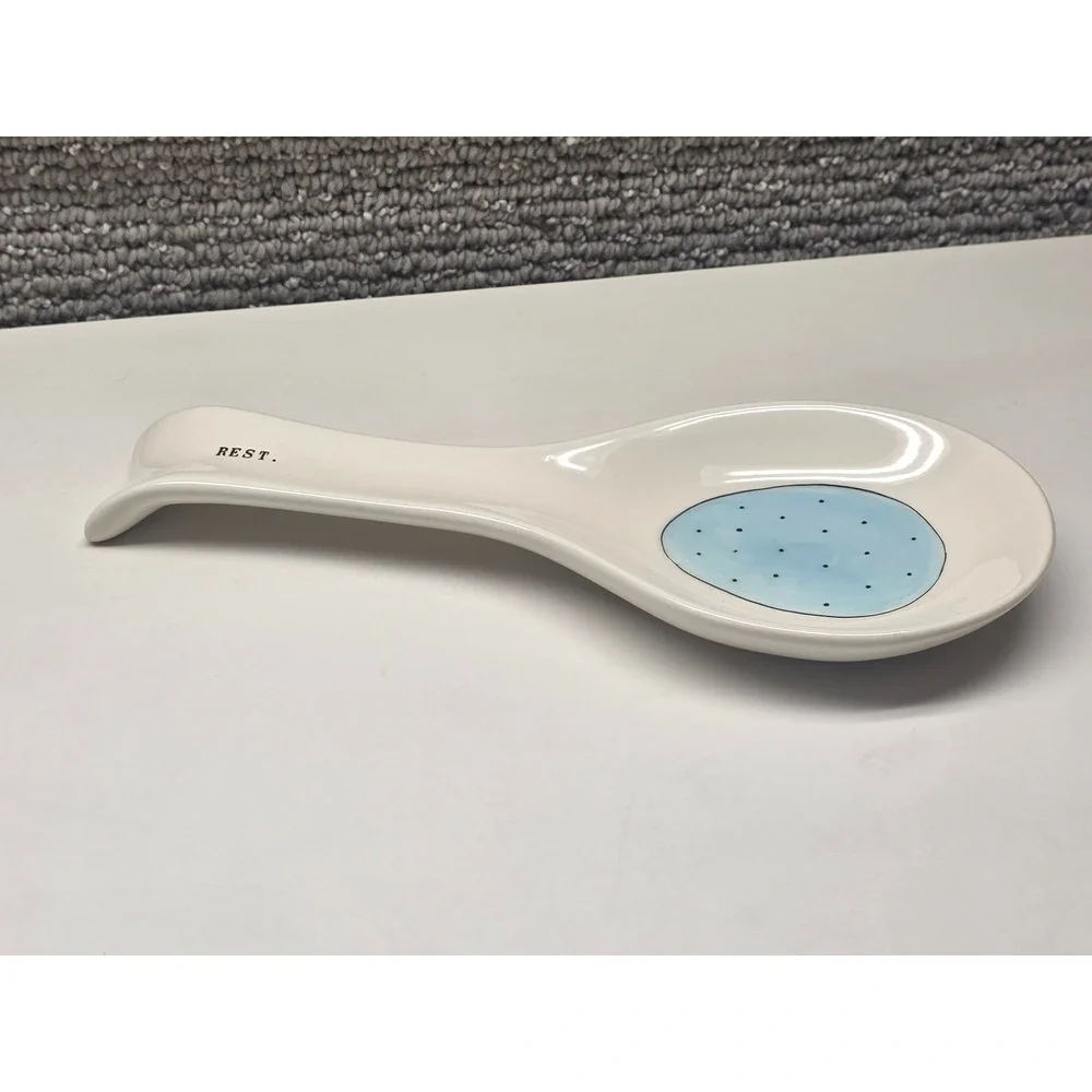 Rae Dunn REST‎ Spoon Rest Blue Spotted Egg Artisan Collection by Magenta Ceramic